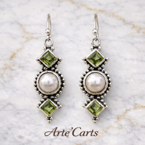 Emerald Pearl Dangle Earrings