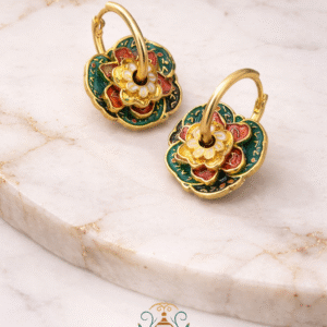 Enamel Blossom Hoop Earrings