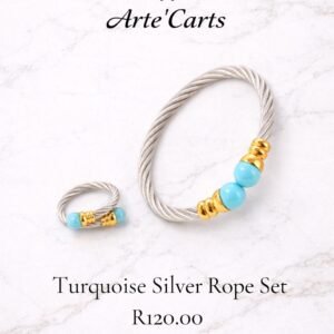 Turquoise Silver Rope Set