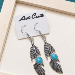 Turquoise Feather Drop Earrings