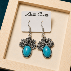 Turquoise Rose Drop Earrings