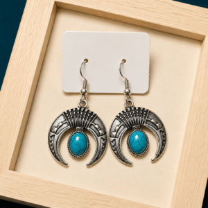 Turquoise Crescent Drop Earrings