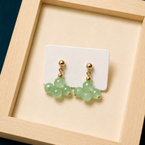 Sage Green Bead Cluster Earrings