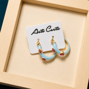 Sky Blue & Ruby Hoop Earrings
