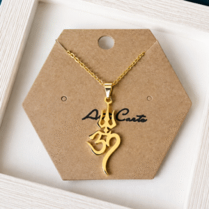 Gold Aum & Trishul Necklace