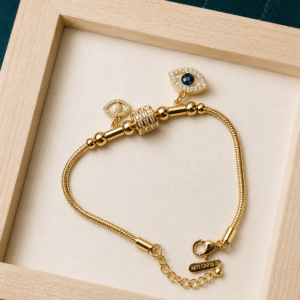 Gold Evil Eye Charm Bracelet